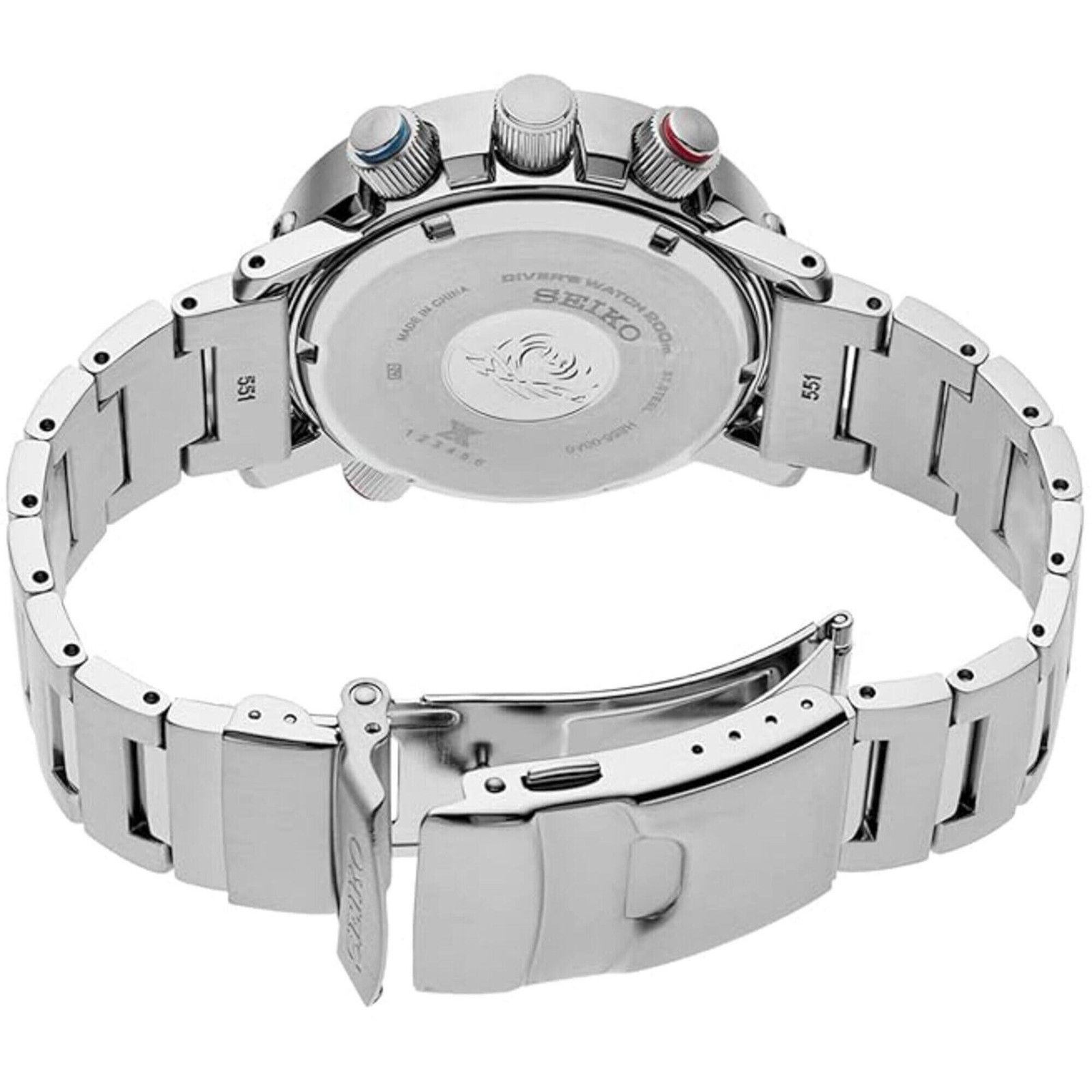 Seiko Men’s Watch Prospex Solar Silver Steel Bracelet Analog-Digital SNJ033P1