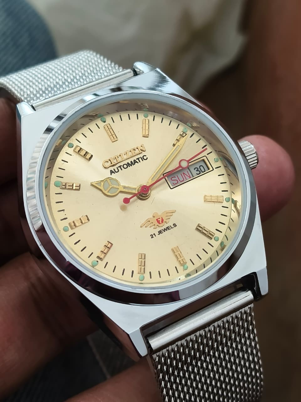 Automatic 8200 21Jewels Restored Dial Golden DayDate Mens Japan Watch Vintage 76