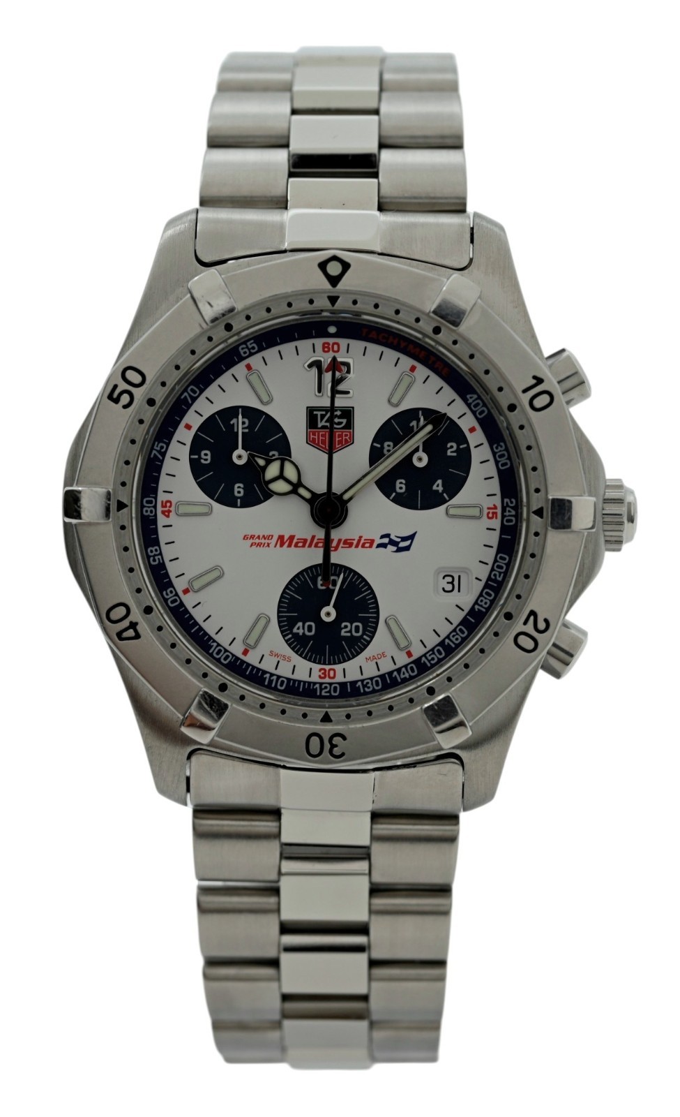Tag Heuer Men’s 38mm Malaysia 2000 Series LE 180/188 White Dial Watch B+P CK1114