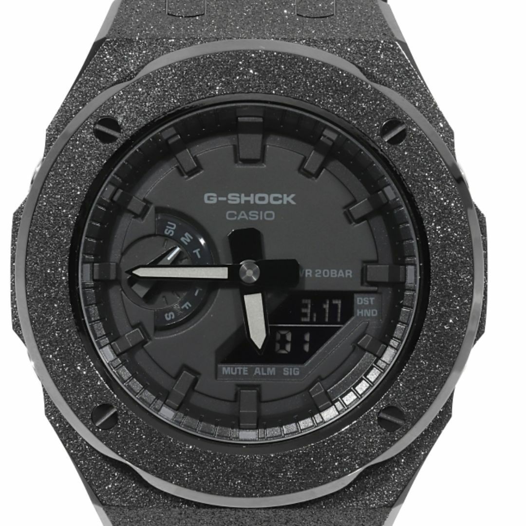 G-Shock GA2100 Frosted Custom Blackout Casioak Stainless Steel Matte Finish Mode
