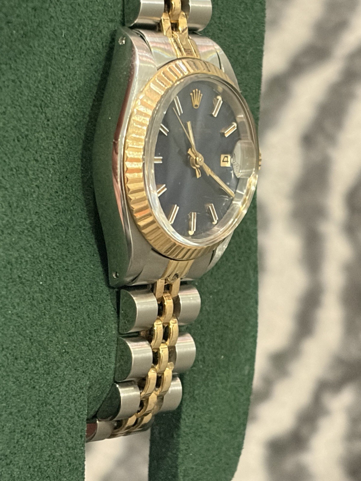 Vintage Rolex Lady Datejust 26mm Blue Dial 2-Tone Box Automatic 1970s