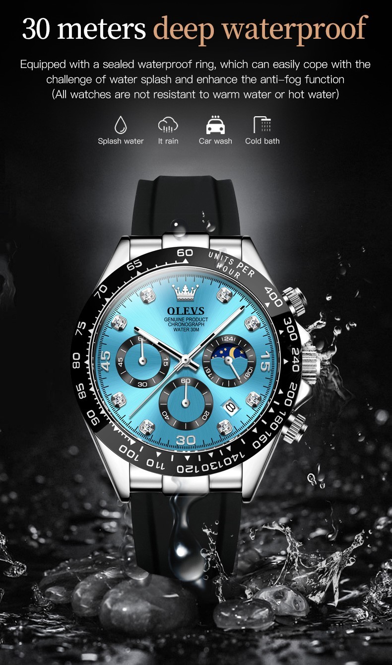 Waterproof Watch OLEVS Quartz Luxury Men’s Business Luminous Date Men Strap