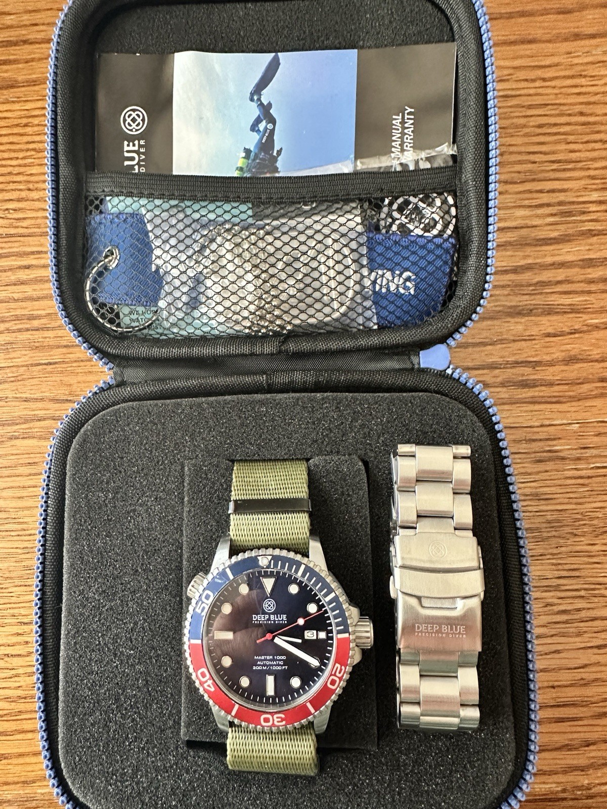 Deep Blue Master 1000 Automatic 300m Diver Blue Dial Pepsi Bezel Date