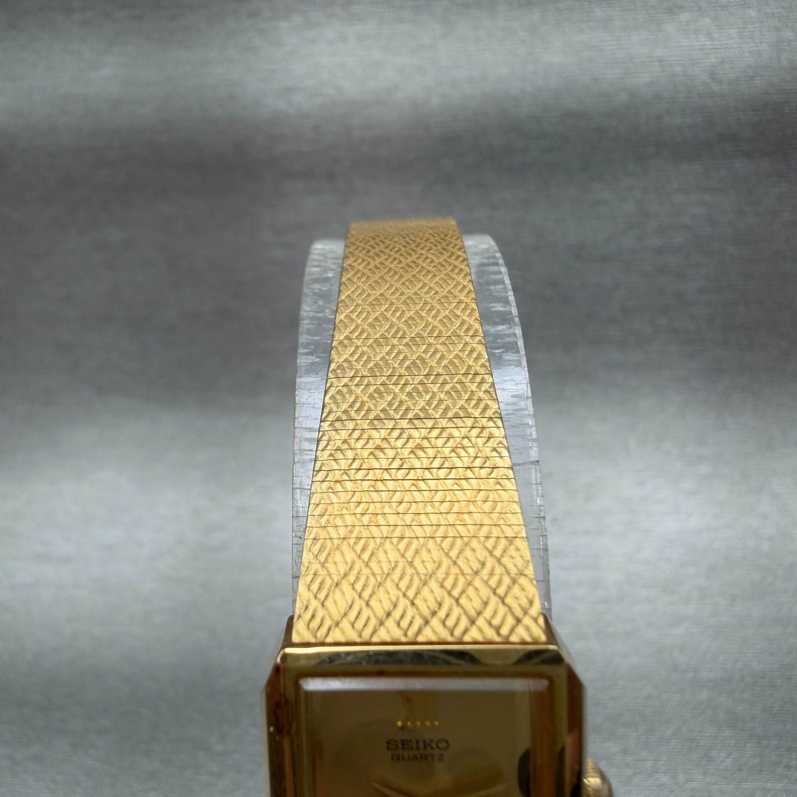 Seiko Tank Watch Women 17mm Champagne Dial Gold Tone 5420-5399 New Battery NOS