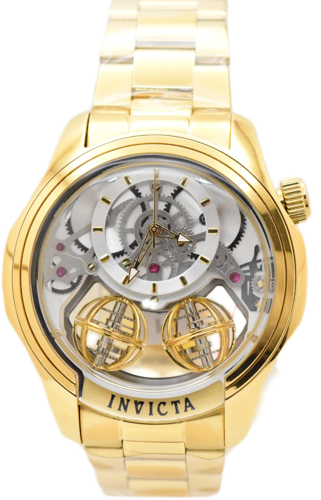 Invicta Specialty Twin-Axis Men’s 46mm Quartz Watch Gold Skeleton Dial 48900