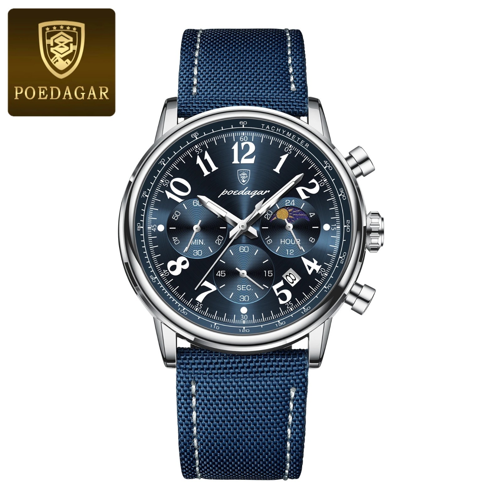 POEDAGAR Luxury Sports Military Men Watch Waterproof Luminous Chronograph Nylon