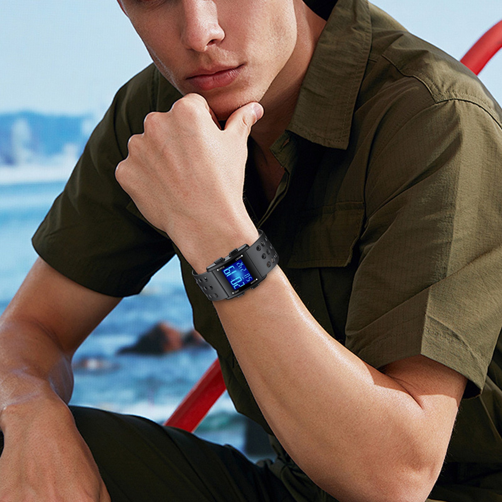 Men LED Digital Sports Watch Military Tactical Waterproof WristWatch Backlight