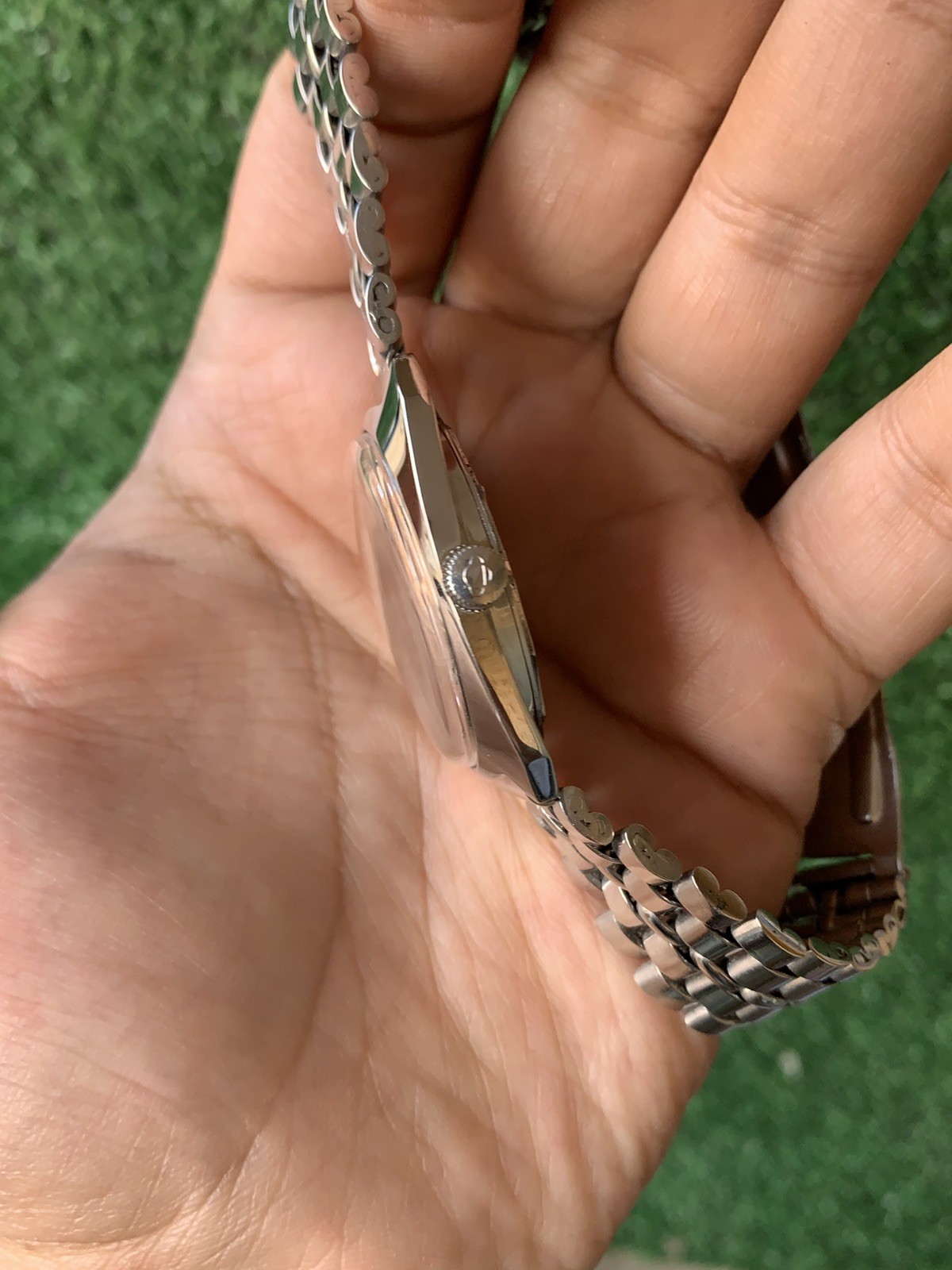 Vintage Enicar Ocean Pearl Watch Stainless Steel Star Jewels Dial 36mm Men 1960s