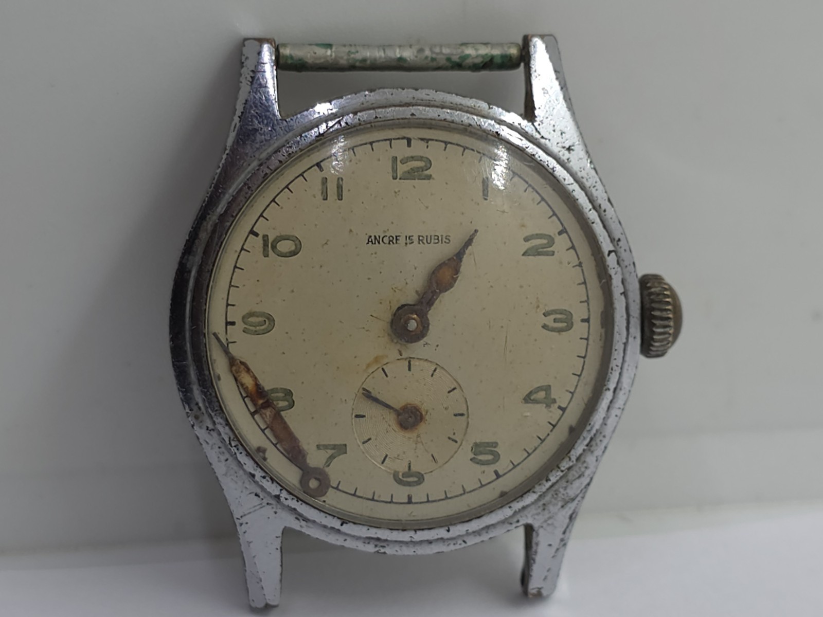Vintage Ancre 15 Rubis Military Watch WWII Cal. Cupillard 233 From 1930 Balance