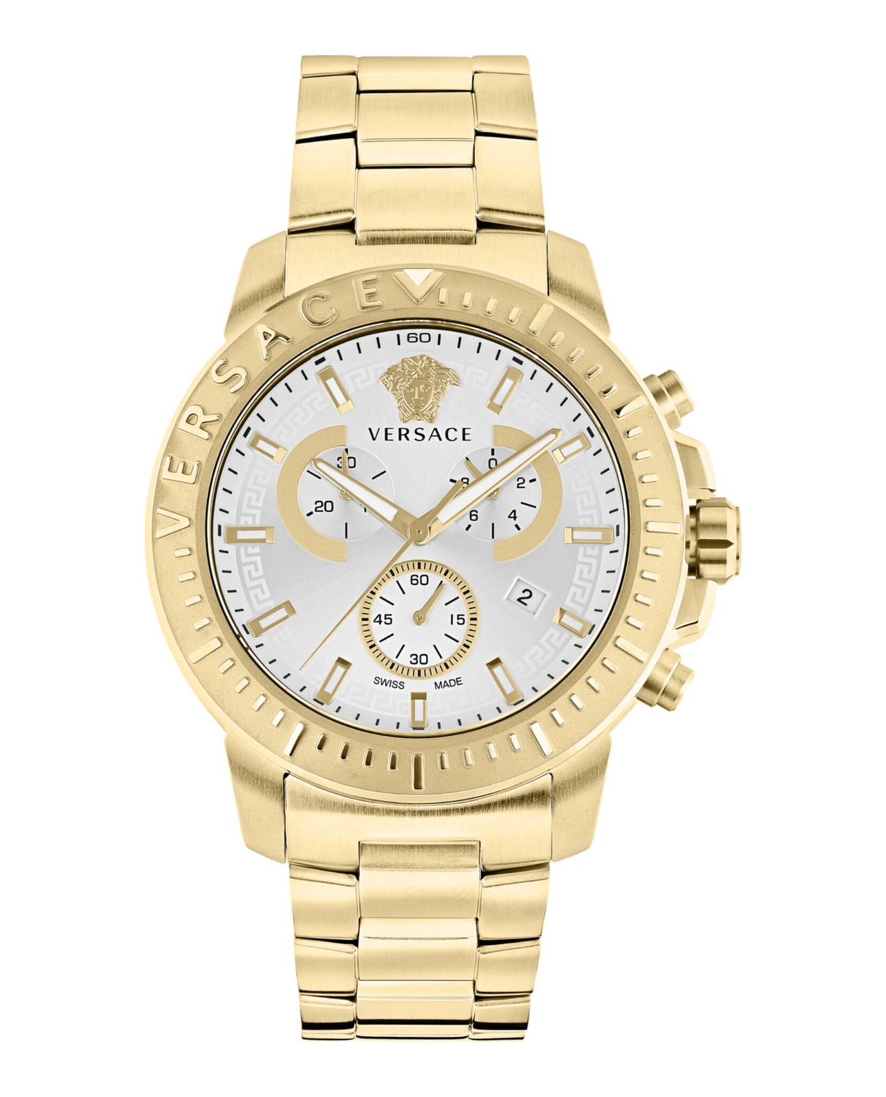 Versace Mens Gold 45mm Bracelet Fashion Watch