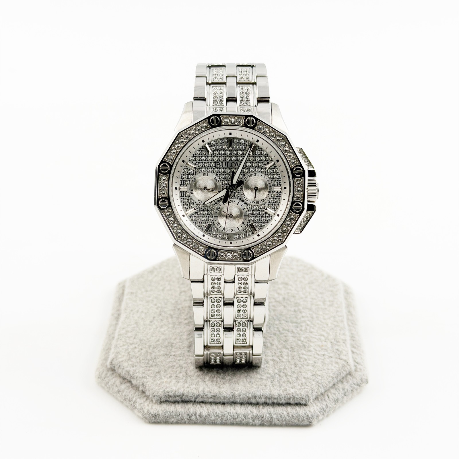 Bulova Men’s Watch Crystal Octava Silver-Tone Stainless Steel Bracelet 96C134