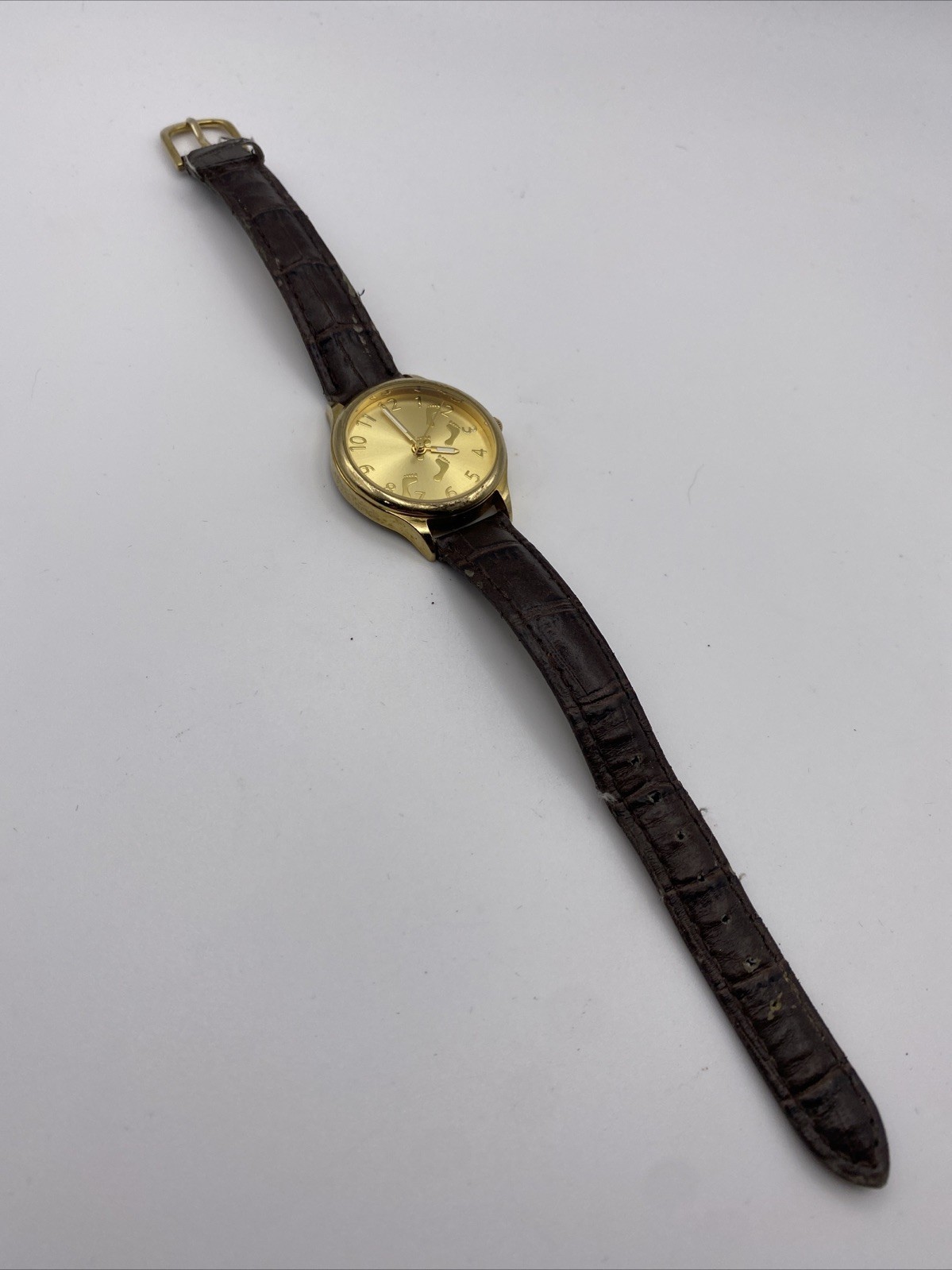 Women’s Footprints in the Sand Proverb Gold Tone Christian Watch New Battery