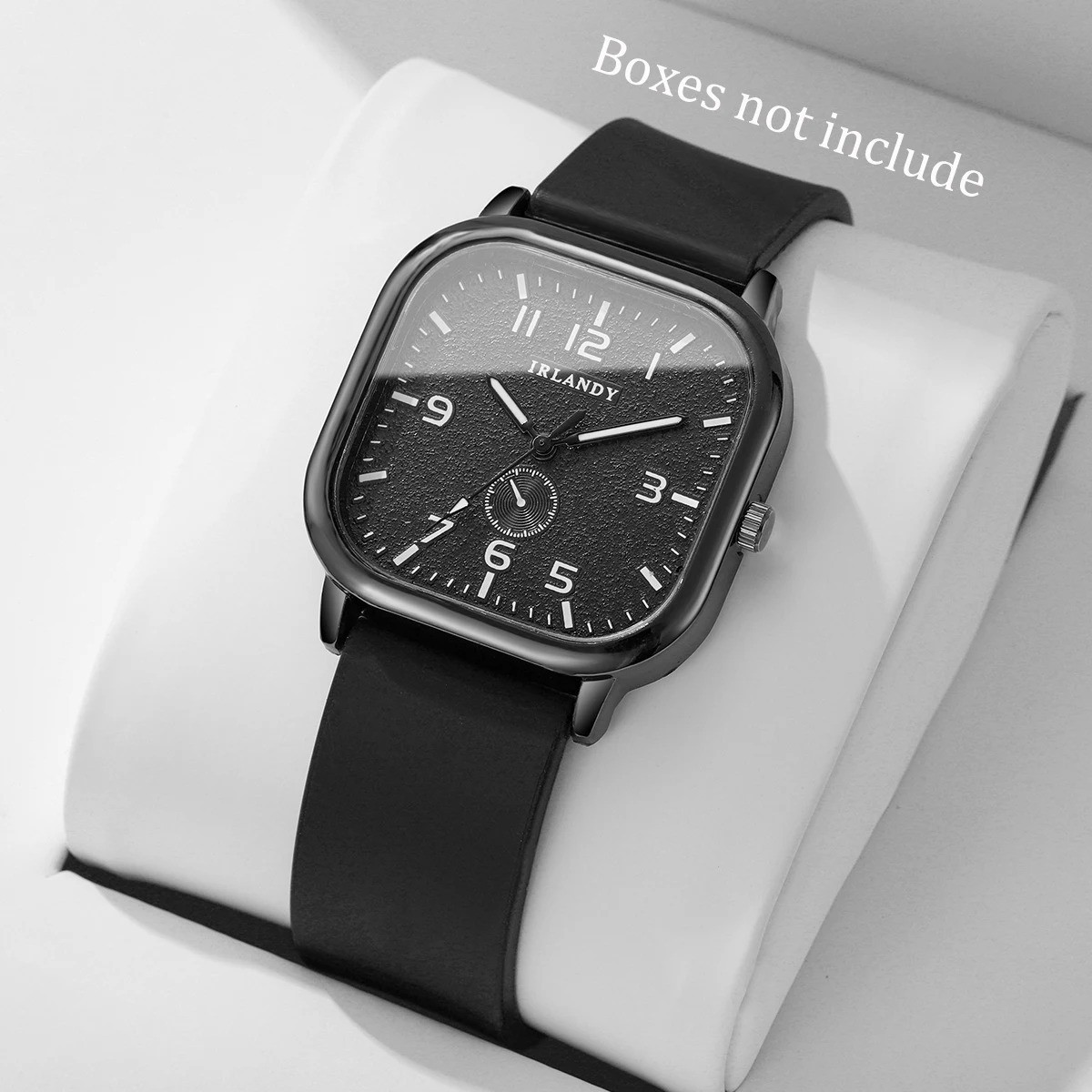 Square Quartz Watch Silicone Strap Analog Casual Wristwatch for Men Women
