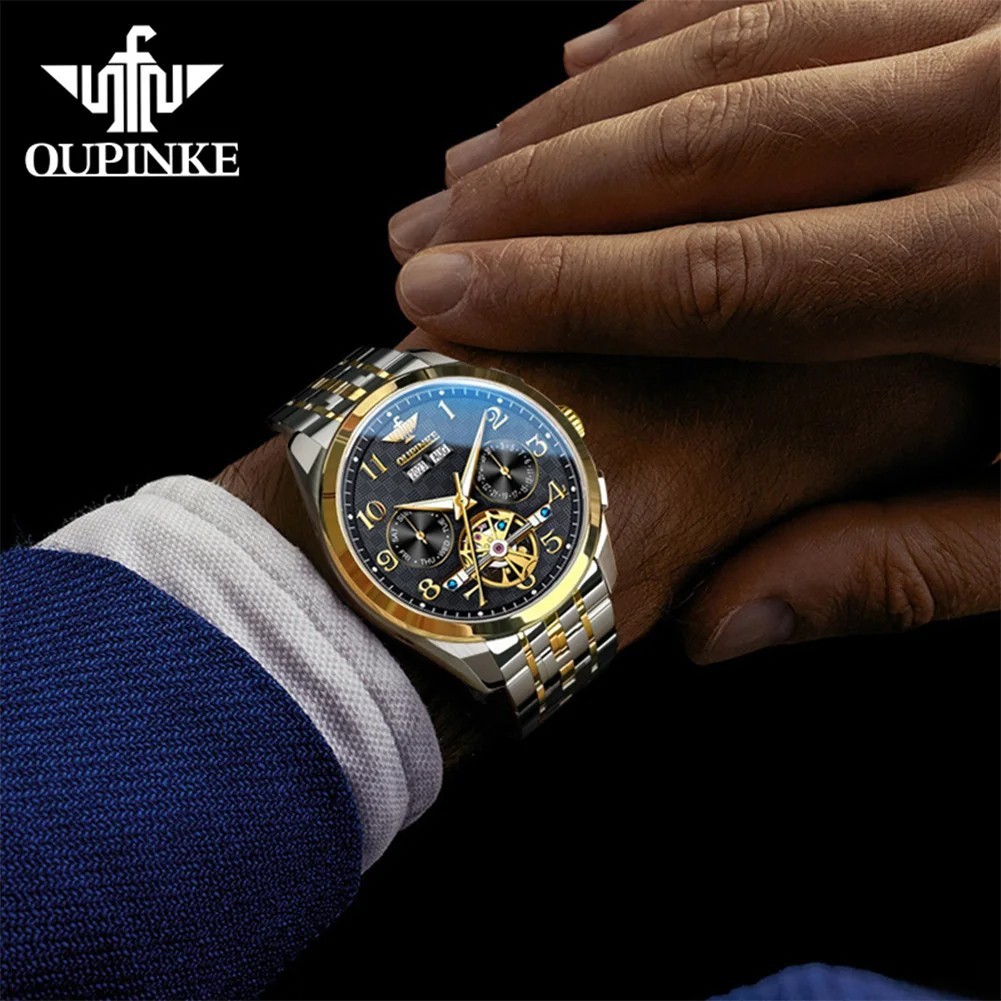 Automatic Mechanical Watch Waterproof Skeleton Luxury Dial Men’s Men Strap