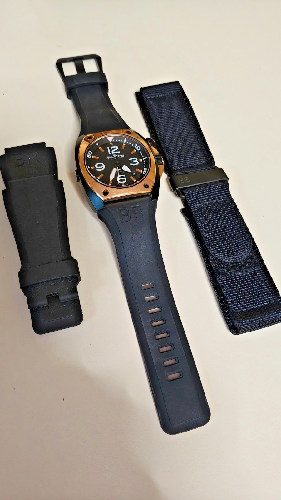 BELL & ROSS BR 02 DIVER PVD BLACK STEEL & ROSE GOLD