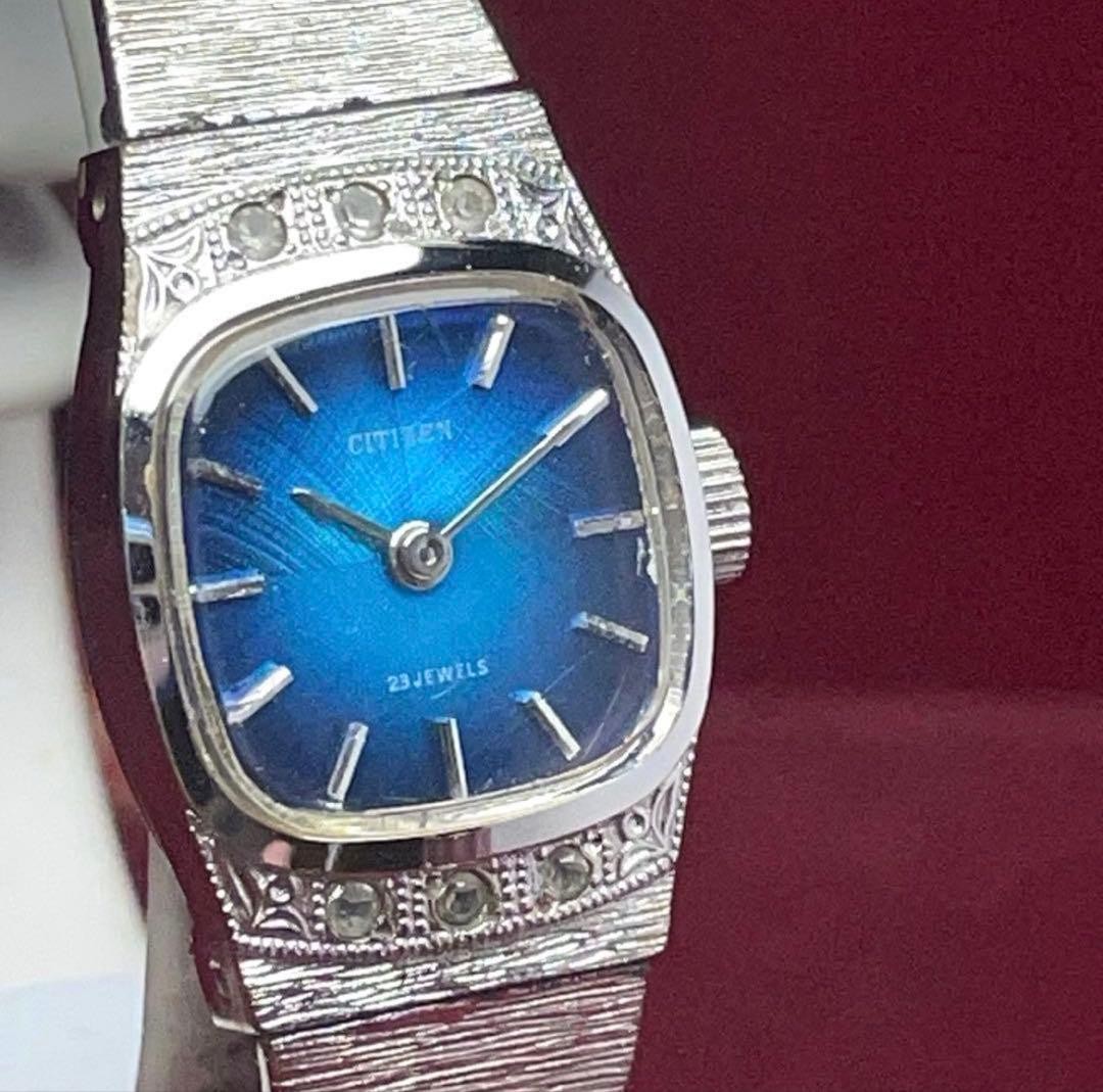 Citizen Vintage 1973 23 Jewels Hand Wind WGP Blue Dial Women’s Watch -Working