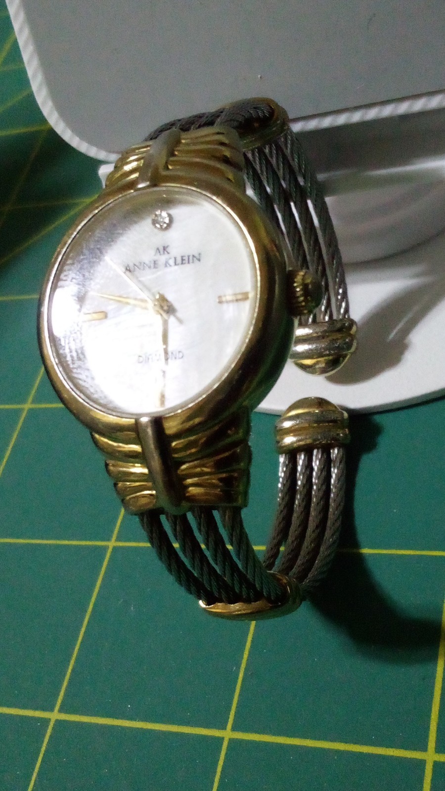 Anne Klein AK Vintage Women’s Quartz White Dial Diamond Accent Two-Tone 30mm