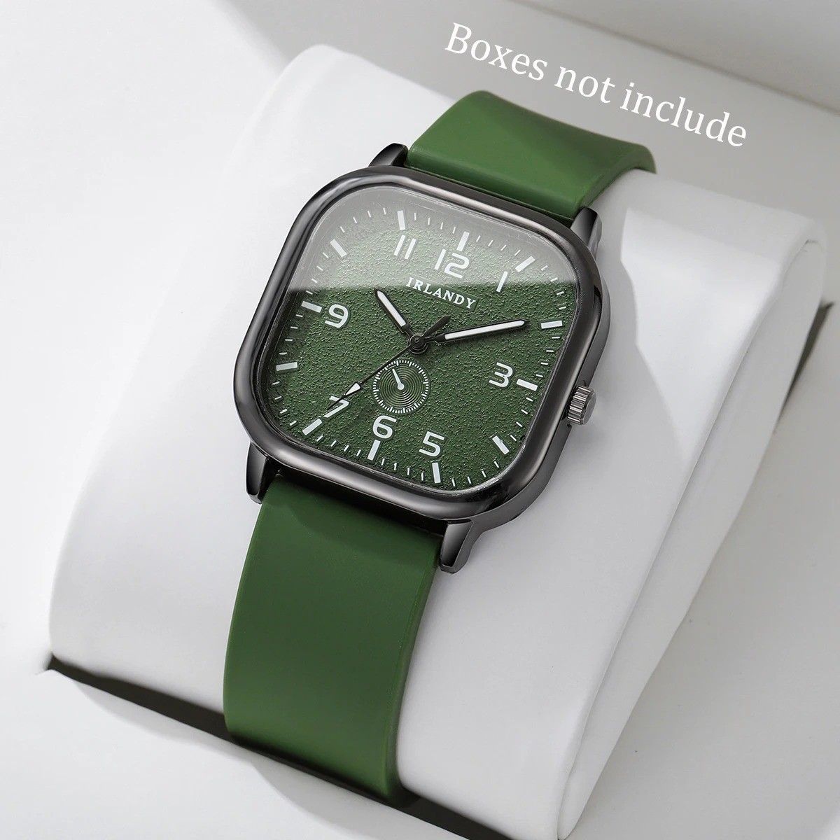 Square Quartz Watch Silicone Strap Analog Casual Wristwatch for Men Women