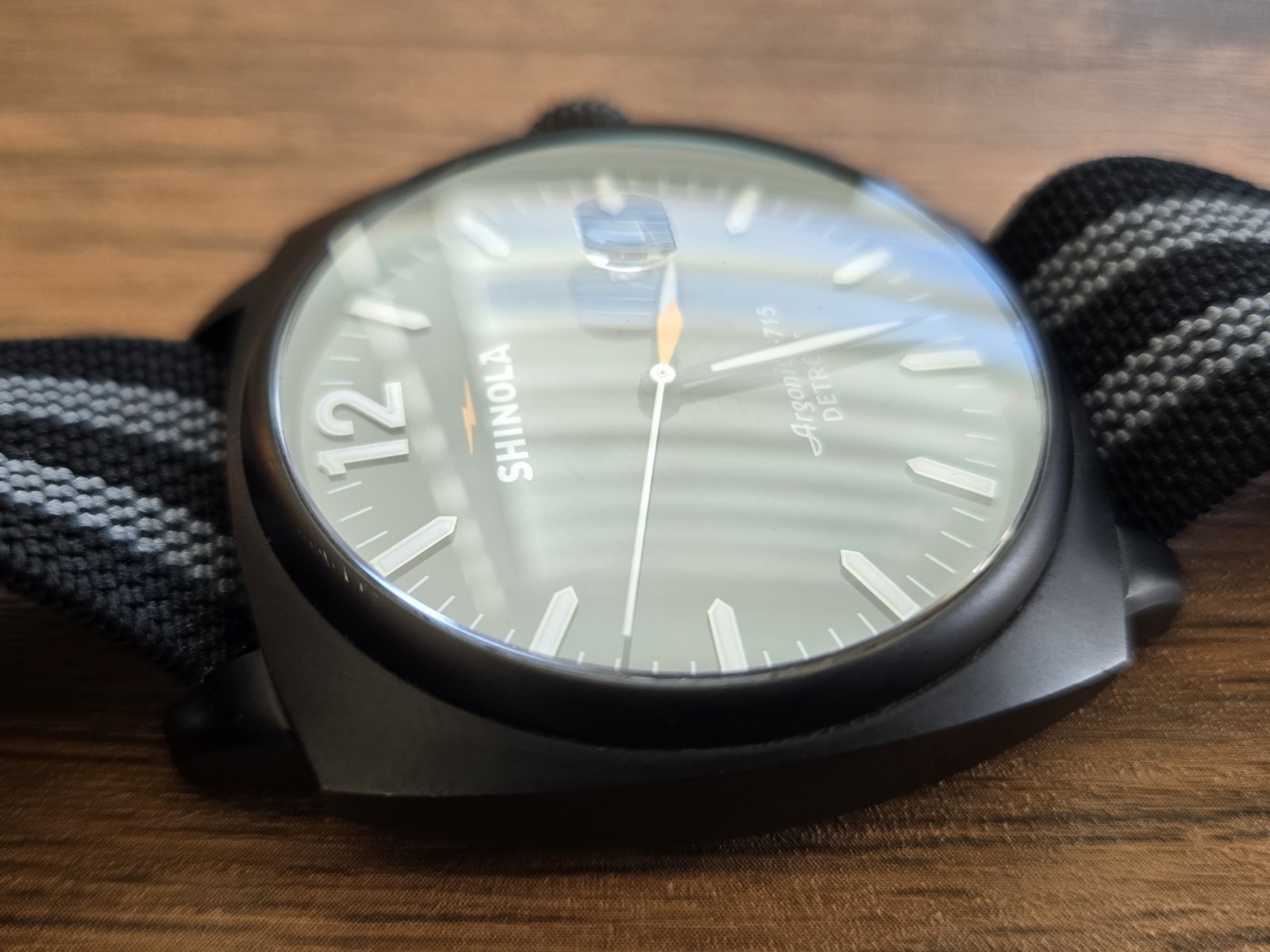 Shinola The Brakeman Black PVD 46mm Quartz Black Dial w One Piece Strap + Rubber