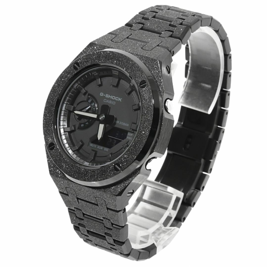 G-Shock GA2100 Frosted Custom Blackout Casioak Stainless Steel Matte Finish Mode