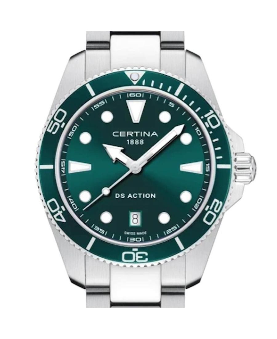 CERTINA Men Analog Quartz Casual Watch Classic Dress Green Dial Waterproof Round