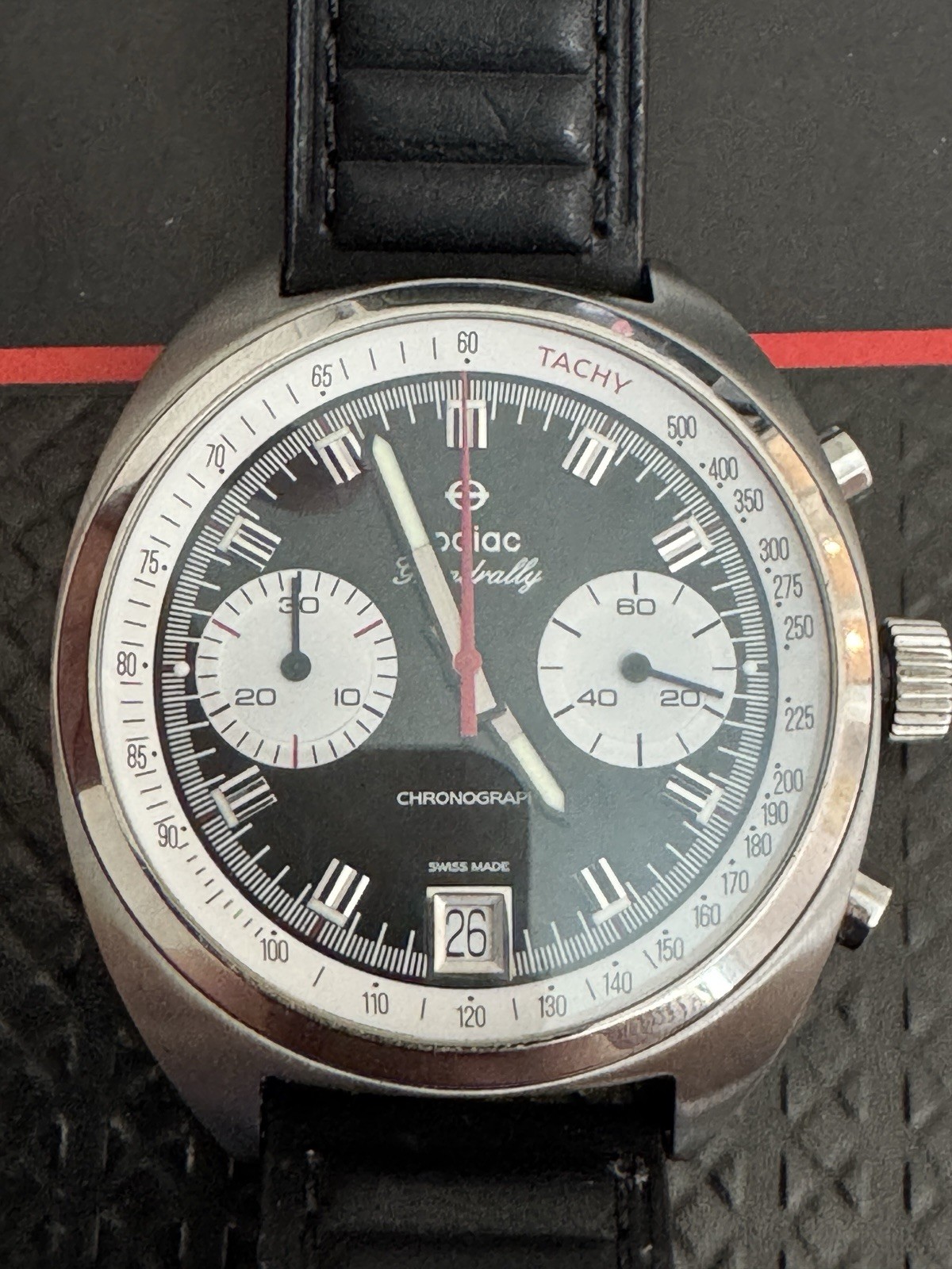 Men’s Zodiac Z09602 Grandrally Chronograph Black/Date Dial Watch 42mm B&P