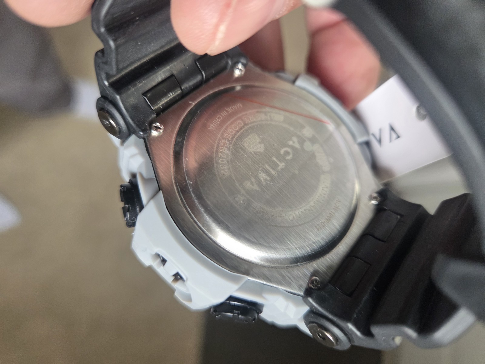 Activa Digital Quartz Sport Wristwatch Black Resin Strap White Case w/ Box