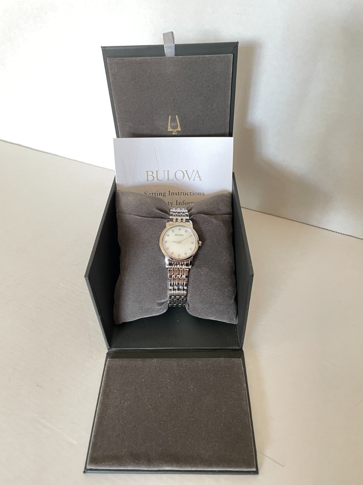 Bulova Women’s Classic Wristwatch Mother-of Pearl Silvertone Stainless Steel New