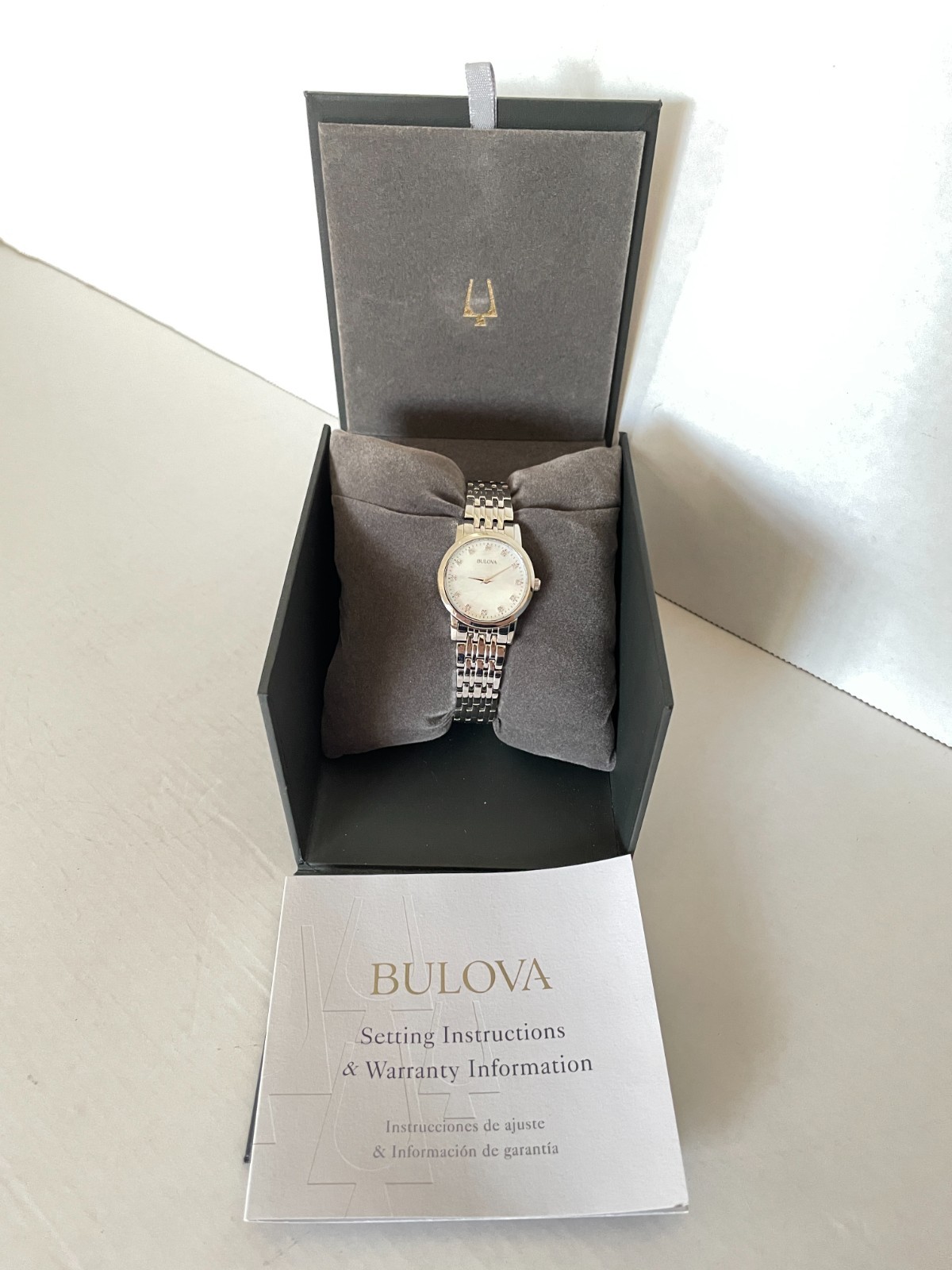 Bulova Women’s Classic Wristwatch Mother-of Pearl Silvertone Stainless Steel New