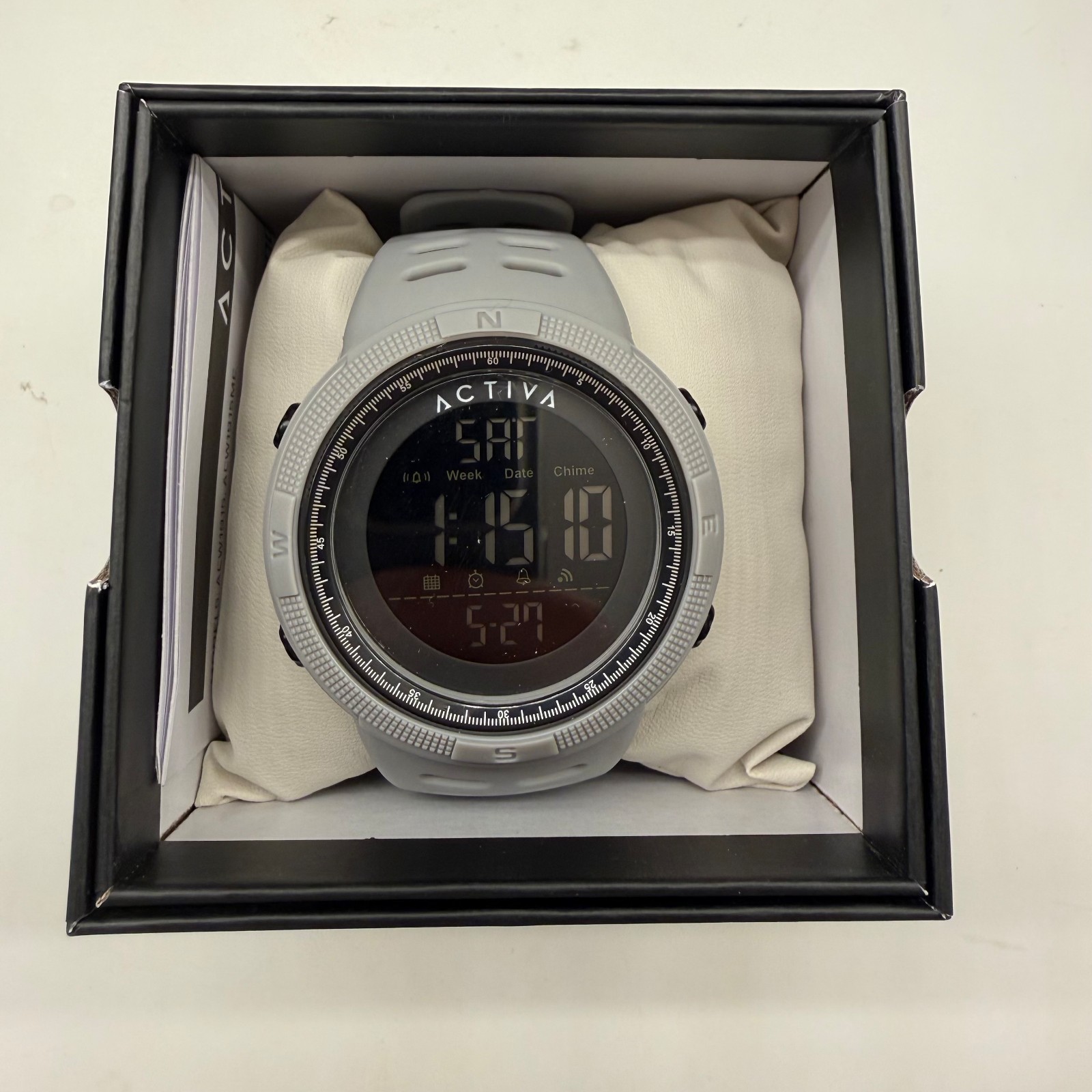 $99 Activa X Invicta Mens Gray Black Dial 50mm Digital Watch 1915-003 NIB