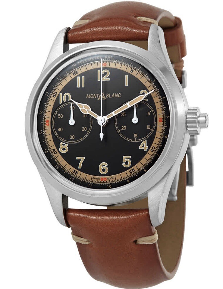 New Montblanc 1858 Monopusher Chronograph Auto Black Dial Watch 125581 $5,400