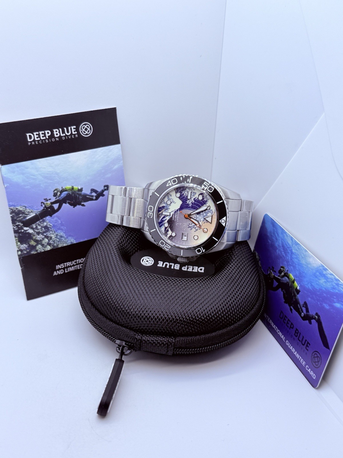 Deep Blue PRO DIVER 200 42.5MM AUTO DIVE WATCH-KANAGAWA WAVE LUME DIAL-NEW‼️