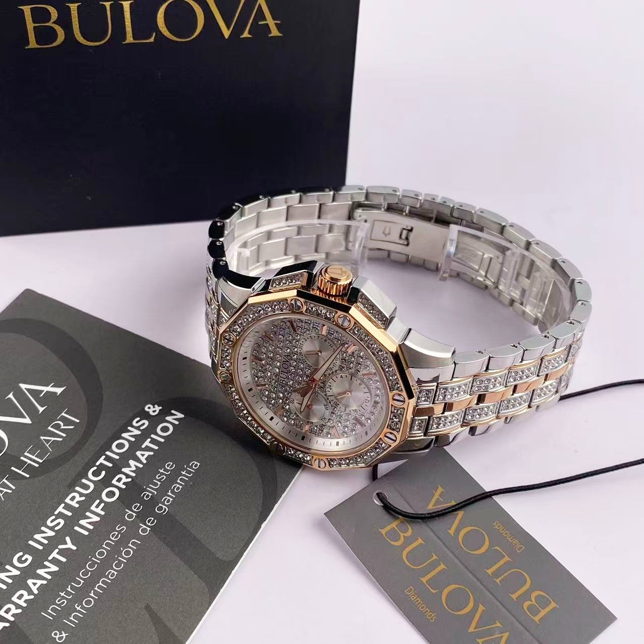 New Bulova Octava White Dial Rose Gold Stainless Steel Men’s Quartz Watch 98C133
