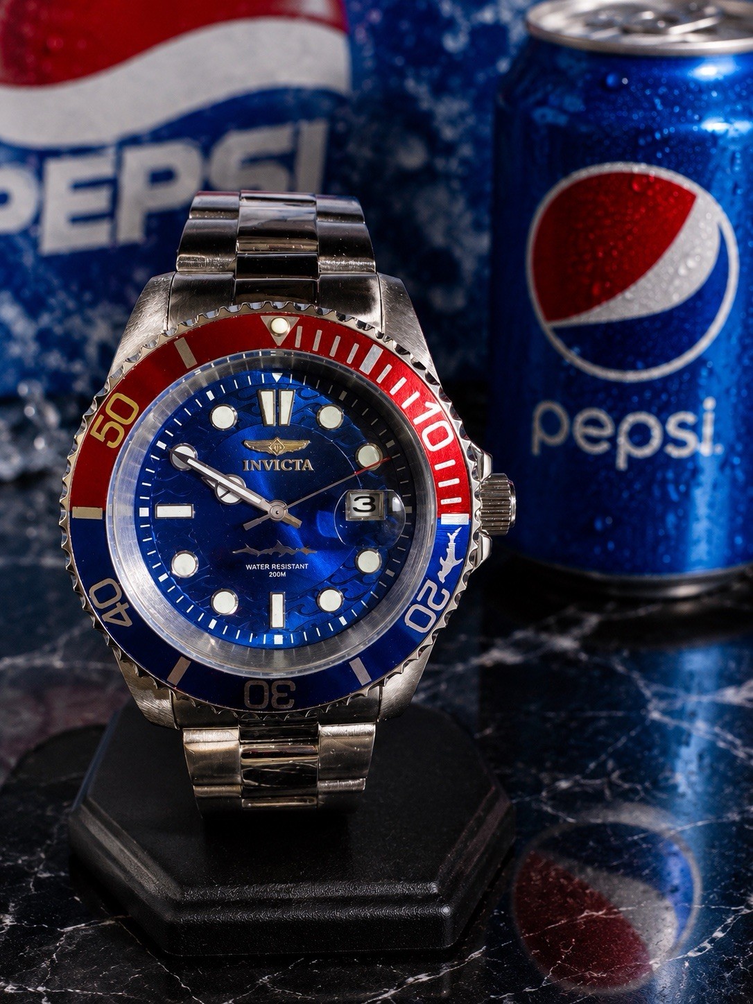 Invicta Pepsi Pro Diver 50831 Master Of The Oceans 42mm Quartz Blue Dial 200M