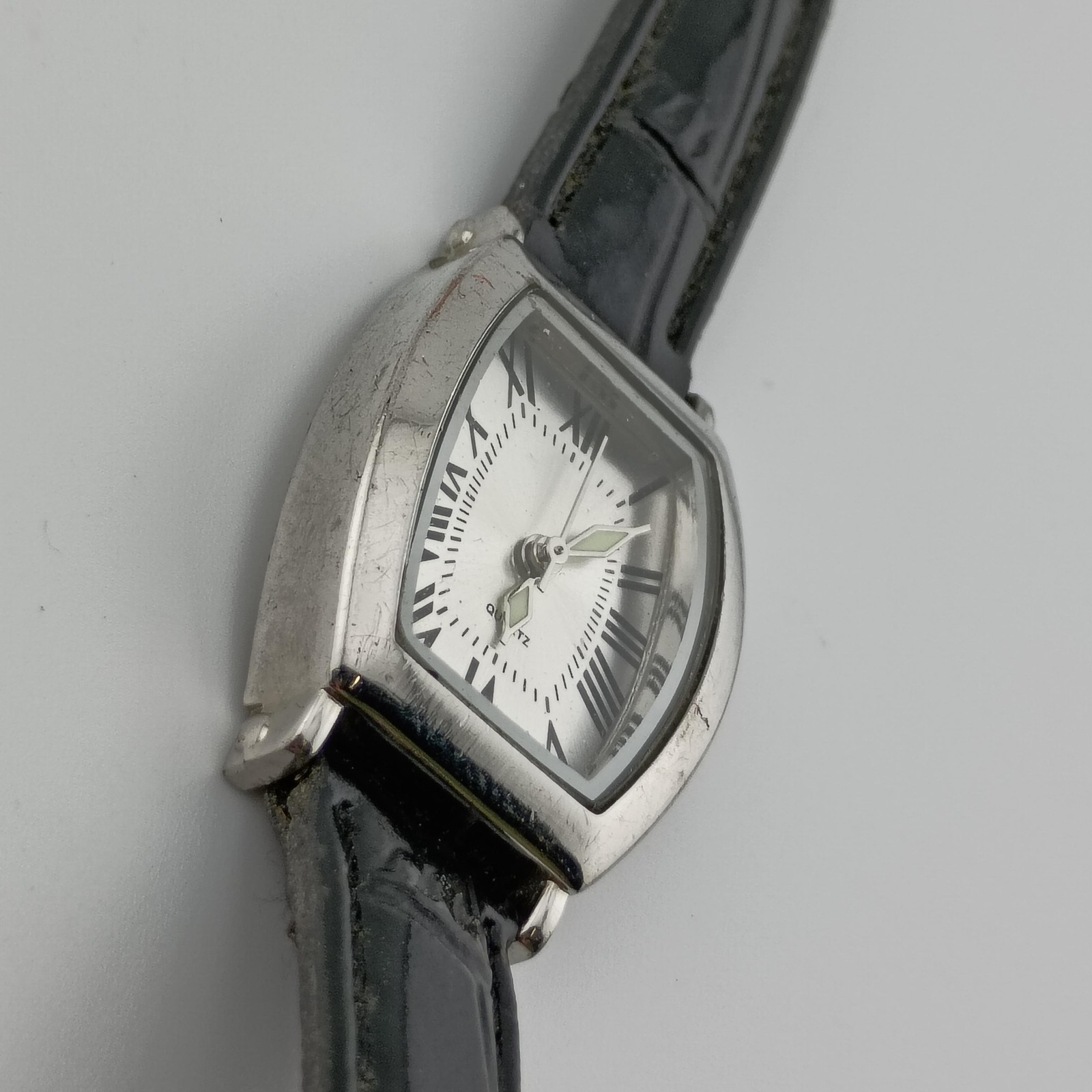 SKC Womens Watch 23mm Silver Dial Silver Case Black Strap, Fresh Battery