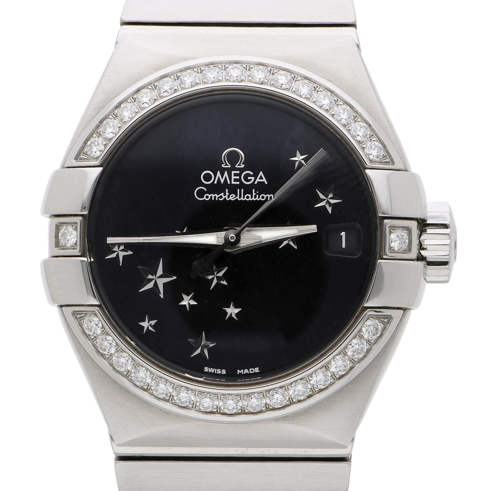 Omega Constellation 27mm Diamond Bezel Black Star Dial Steel Watch 2022 Full Set