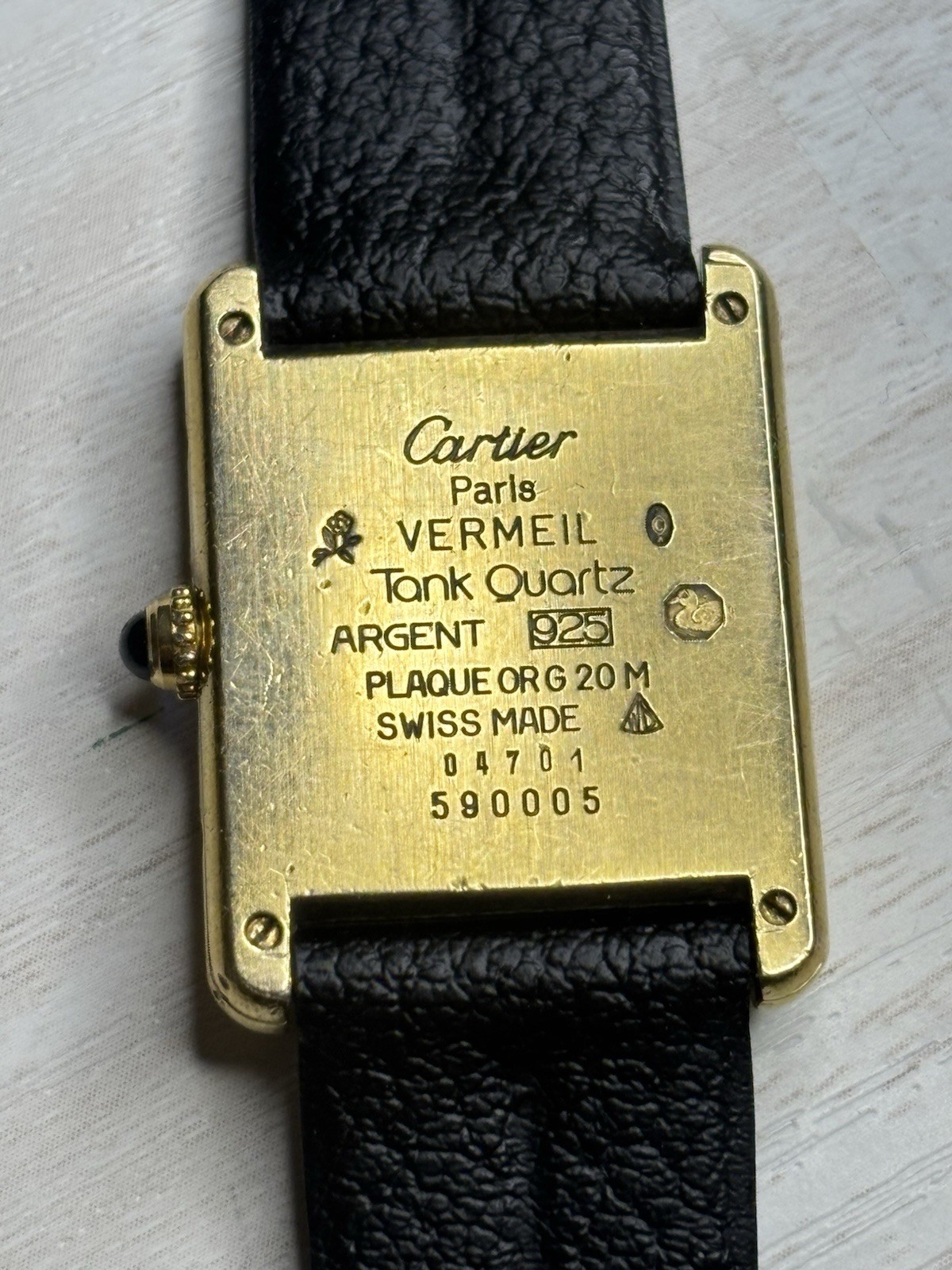 Vintage Must De Cartier Tank Quartz 23.5×30.5mm | Black/Gold Roman Dial Working!