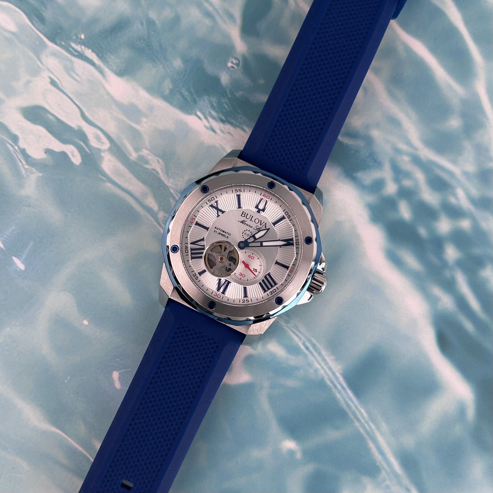 Bulova Marine Star Series A Blue Strap/98A225 Men’s Chronograph Auto Watch 45mm