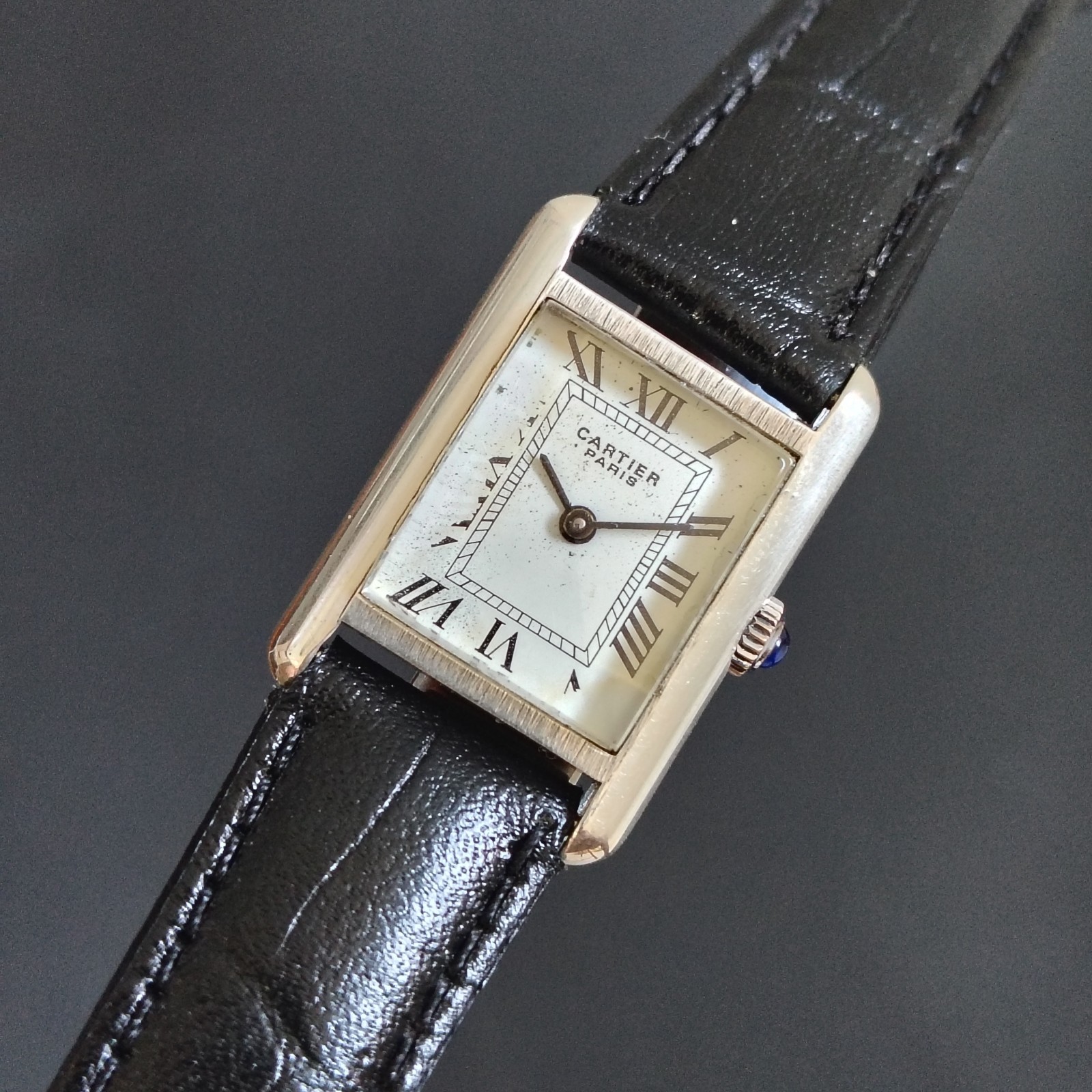 Vintage Rare Cartier Tank Louis Paris 1960s Solid Argent 925 20x28mm