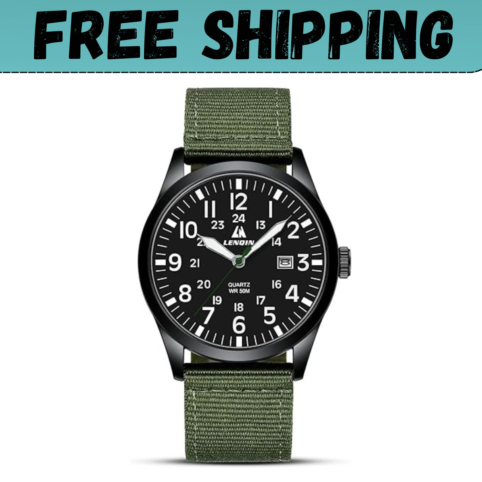 Wrist Watch for Men Women 38mm Rugged Outdoor Wind Up Military