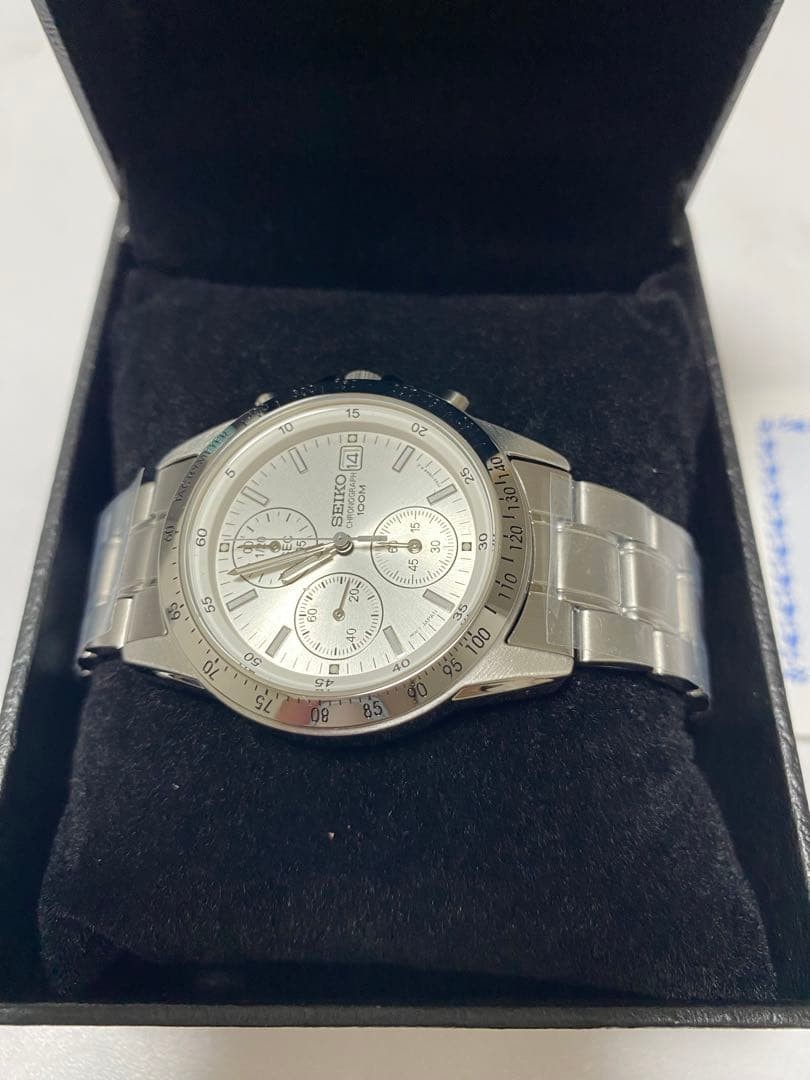 SEIKO White Silver New Chronograph