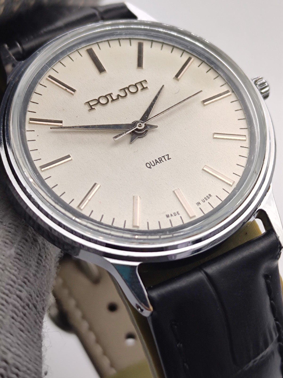 Vintage Watch Poljot Quartz 2456 Men Soviet USSR Classic 1980s Gift Classic