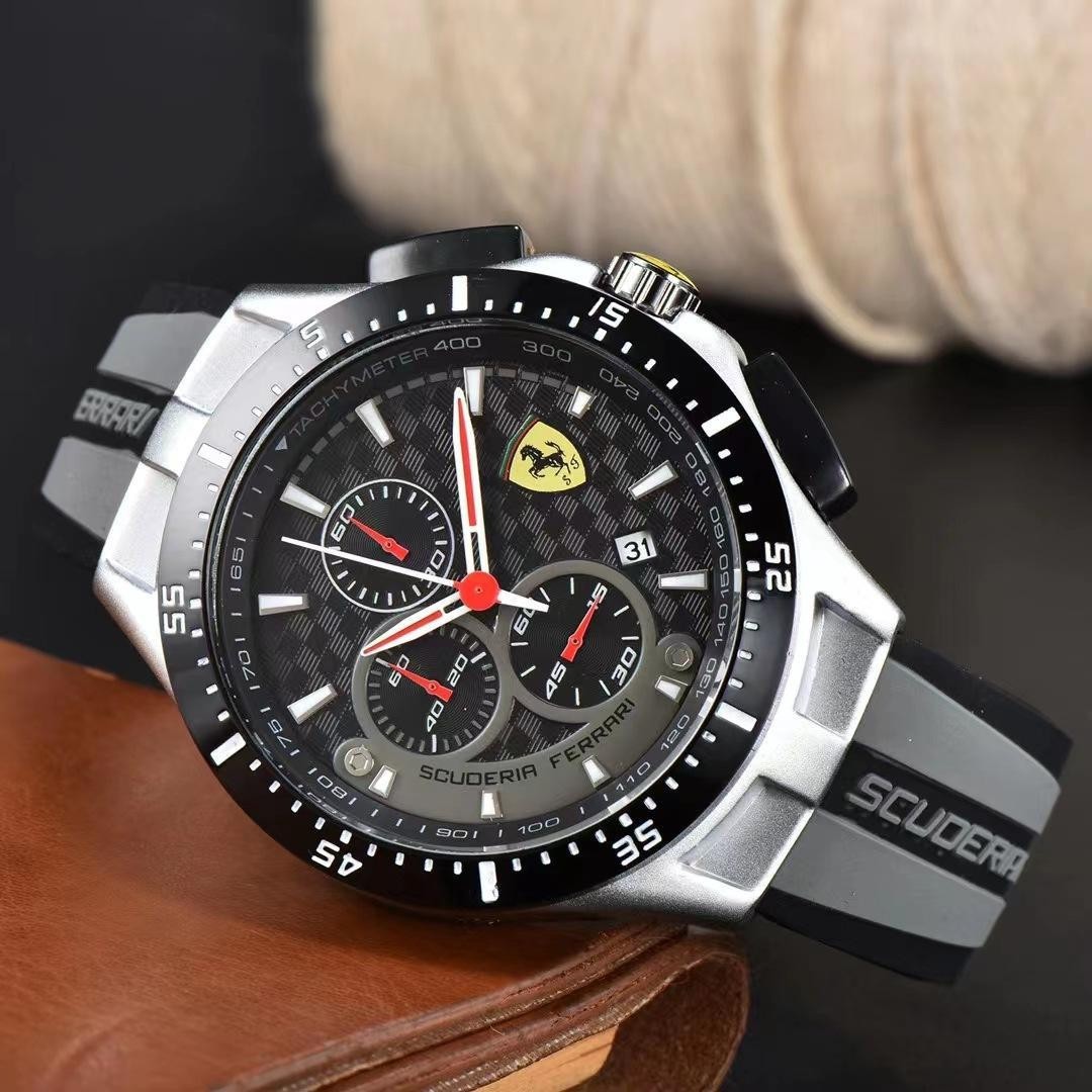 NEW Men’s formula 1 Scuderia Ferrari 42mm Luxury Chronograph Red Silicone Watch.