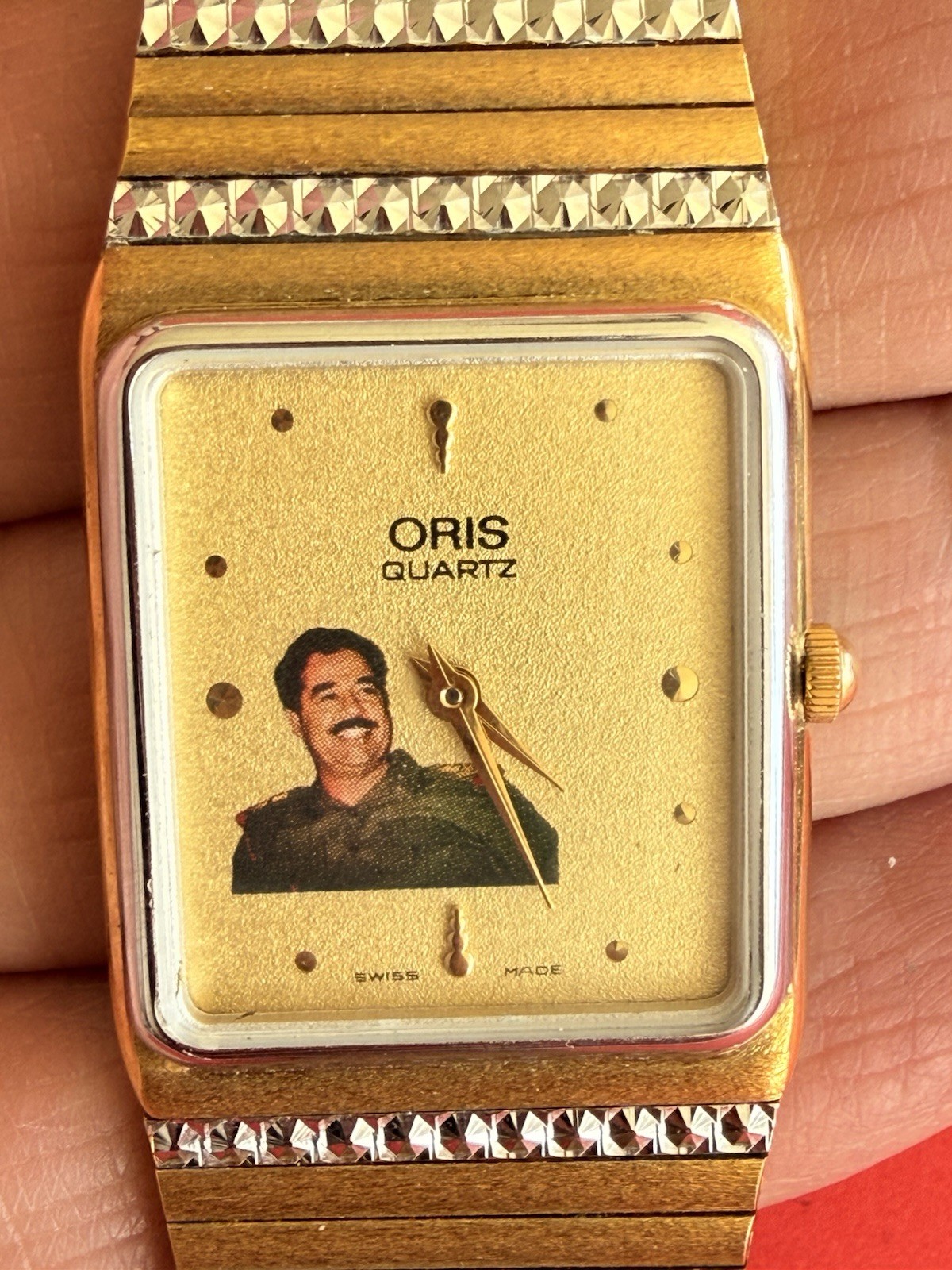 SWISS ORIS President Saddam Hussein Iraq Photo Dial Watch BOX NEW Size R4