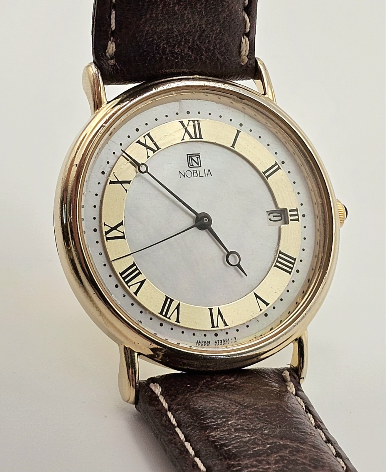 Noblia Citizen 4710-470231Y ~34mm~ Gold Toned~ Date~ Roman Numerals~ New Battery
