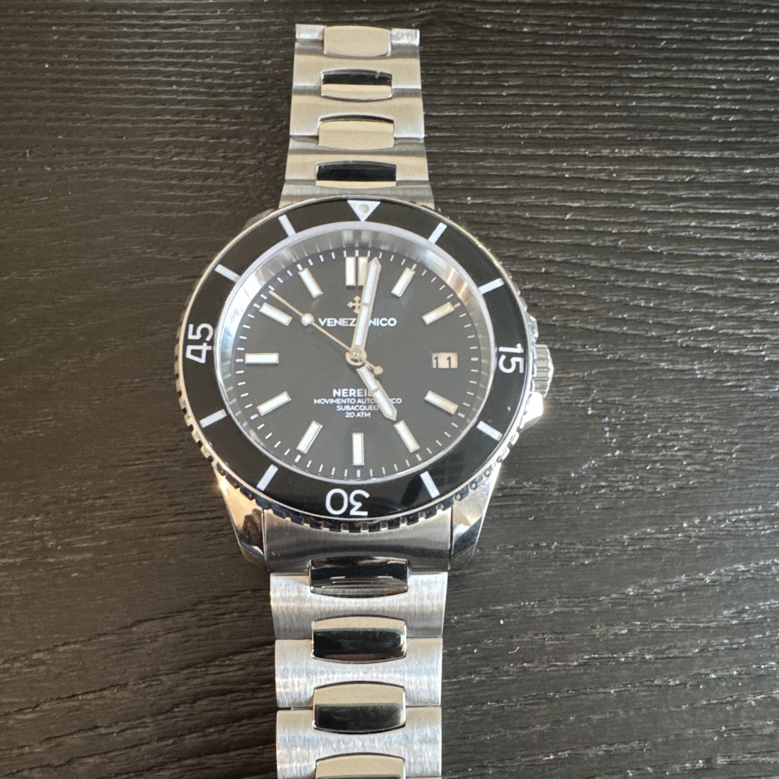 Venezianico Nereide Automatic Black Dial 200m Diver 42mm SS Bracelet Box