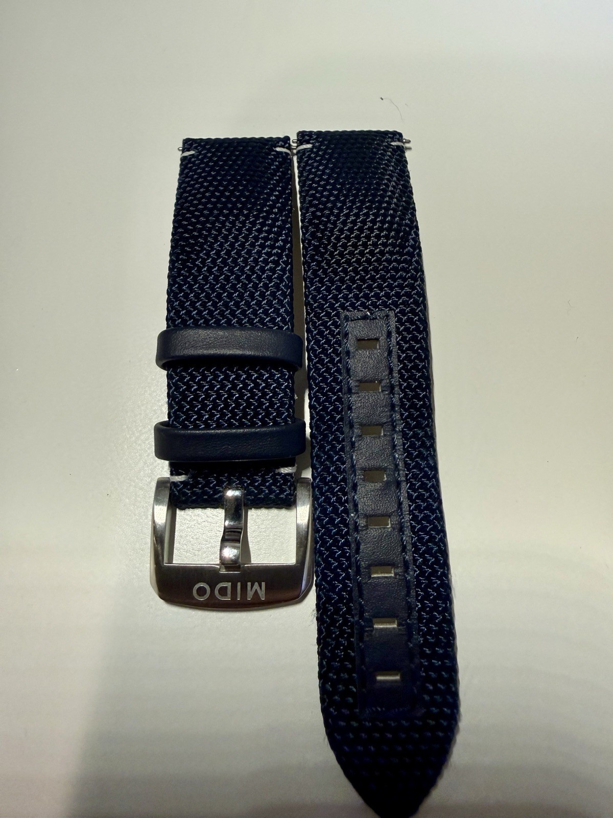 Mido Ocean Star GMT 44mm Silver Stainless Steel w Blue Strap & Horween Strap