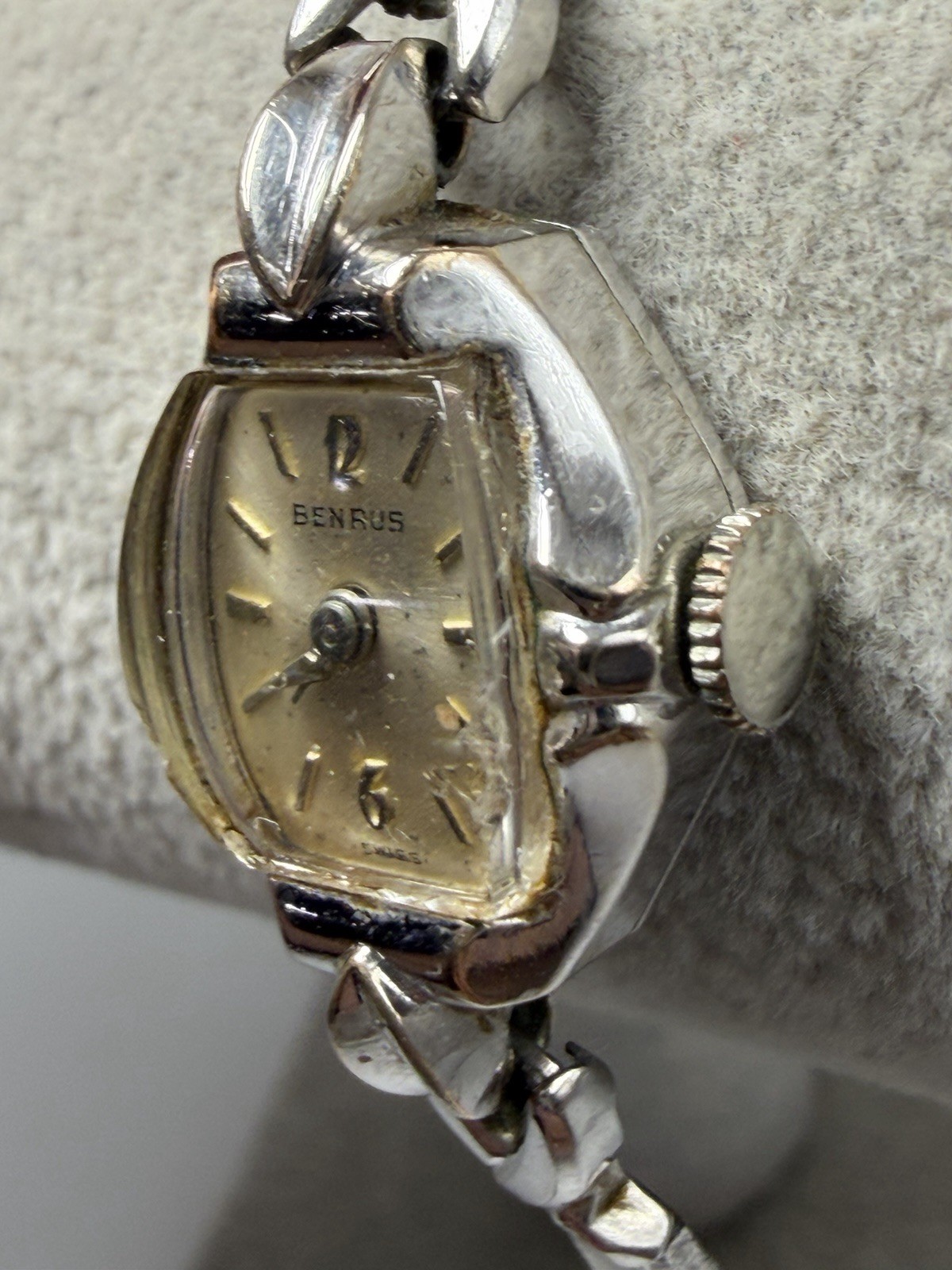 Benrus Manual Wind Working Ladies Watch 16MM 6″ Gold Plated Swiss Made Vintage