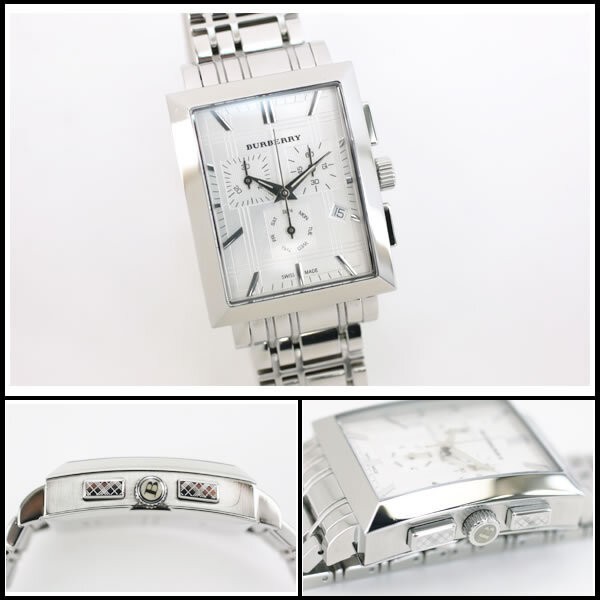 [B1Y] Burberry Classic Chronograph Rectangular Quartz Watch BU1326 [t5s]