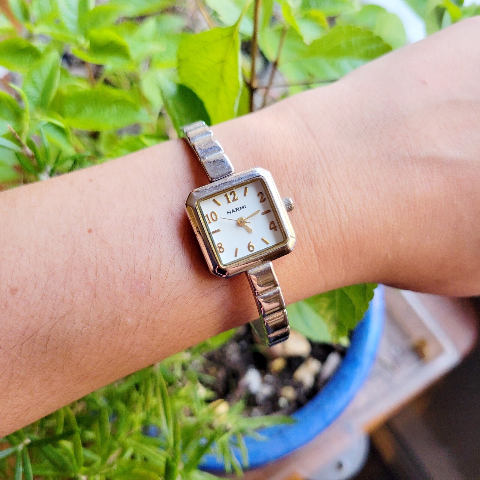Classic Narmi Classic Silver & Gold Womens Womans Square Watch